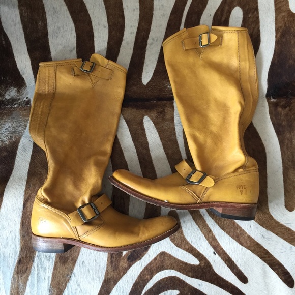 Fabulous Veronica Frye boots, mustard yellow, 10 - Picture 3 of 7